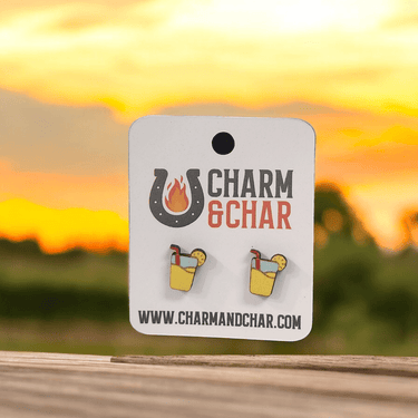 Glass of Lemonade Wood Stud Earrings - Stud Earring - Charm and Char